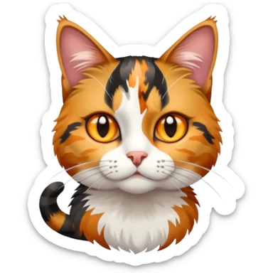 full body anxious looking colourful light calico tabby cat with hazel eyes sticker