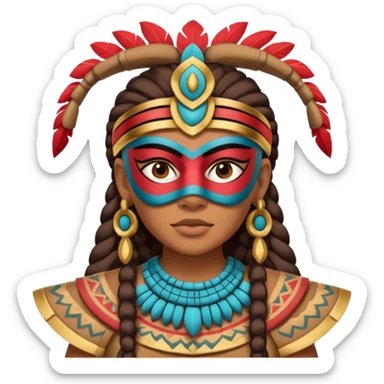 face full maya mask tradational mayan woman warrior half boudy  sticker