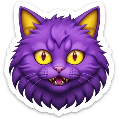 Scary purple cat sticker