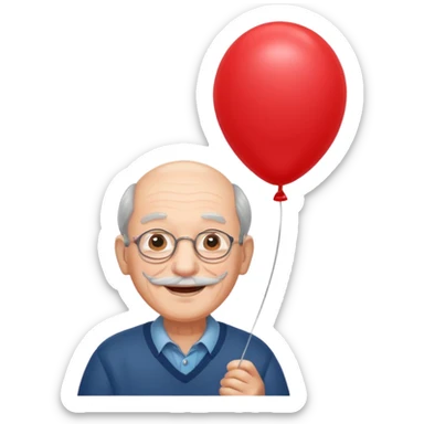 Grandpa floating with balloon sticker