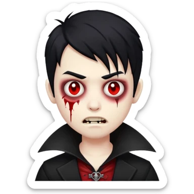 Boy vampire zombie with black hair emo emoji sticker