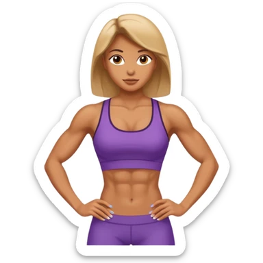 strong lean woman with visible strong abs sticker