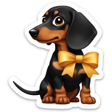 Black and tan dachshund with bow sticker