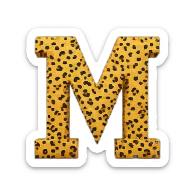 Letter "M" made of cube of pixels with cheetah pattern sticker