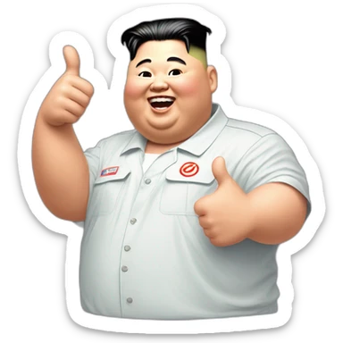 super fat Kim jong un Nike shirt and thumbs up sticker