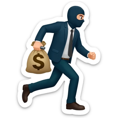 Ladron robando bolsa de dinero sticker