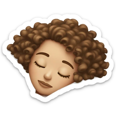 White girl with curly brown hair sleeping on pillow  sticker