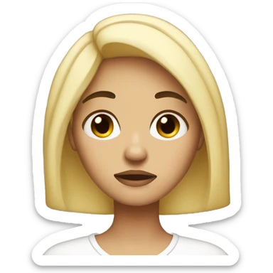 a sad blonde with black hair on her roots sticker