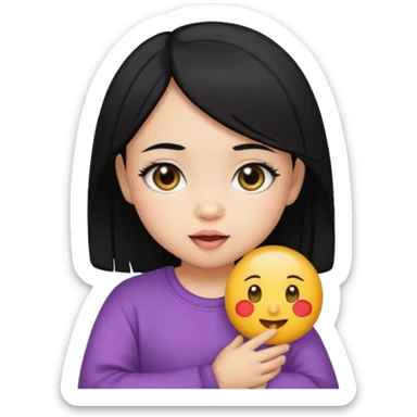 Dikri ( little cute baby girl ) 5 ke 6 emoji moklo aane hair no colour black 🖤 karo sticker