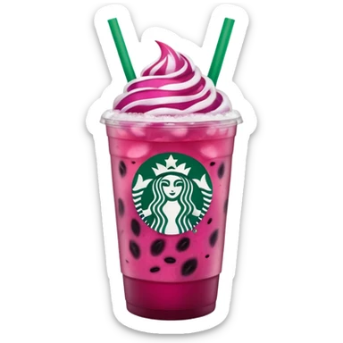 Starbucks dark pink dragonfruit refresher. no pink cream on top. starbucks logo. sticker