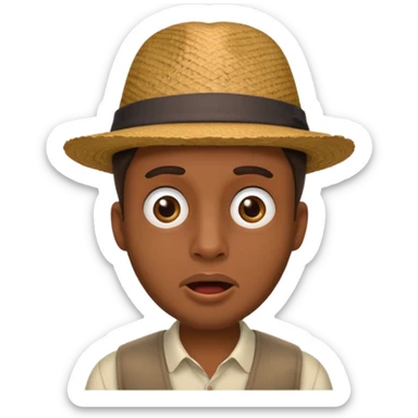 homme créole réunionnais  étonné  avec chapeau sticker