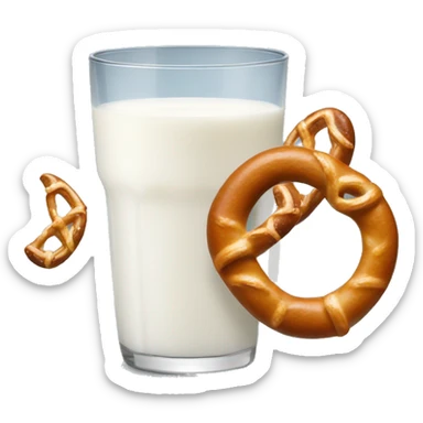 A glass of milk with a pretzel sticker