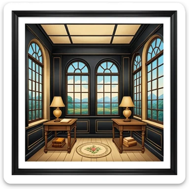 Vintage old antique academia aesthetic scenery interior  sticker