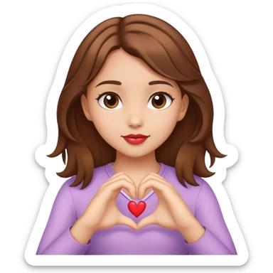 Girl making heart  sticker