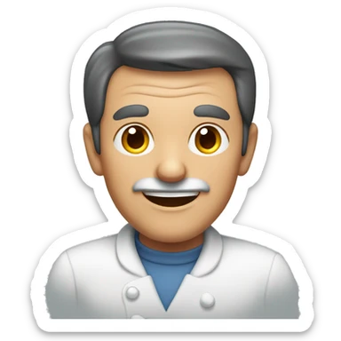 smiling old man with dark hair in kitchen sticker