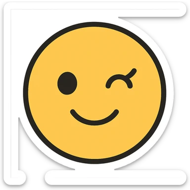 flat toon style face emoji with one joined eyelash sticker