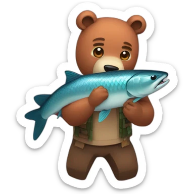 A bear catching a Minecraft salmon sticker
