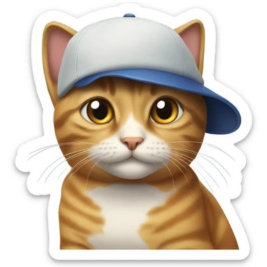 cat wearing a backwards cap sticker