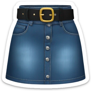 Denim mini skirt with black belt sticker
