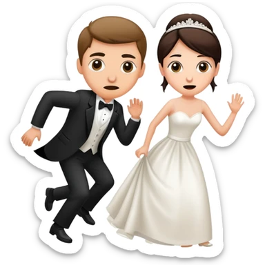 A person sneaking into a wedding, uninvited guest with funny expression sticker
