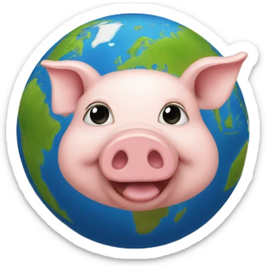 A pig in front of the world sticker