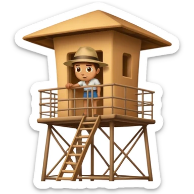 Man looking out of watchtower sticker