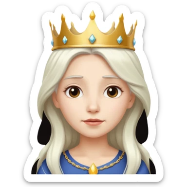 White Long Haired Women, Queen with crown — soft expression, moonlight tone sticker