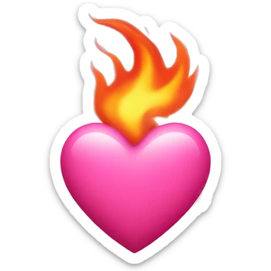 Pink heart with fire  sticker