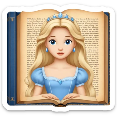 Cinderella in old book story sticker