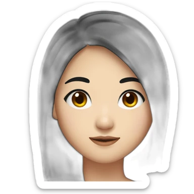 wasian girl with long black hair and eyeliner from head to chest sticker