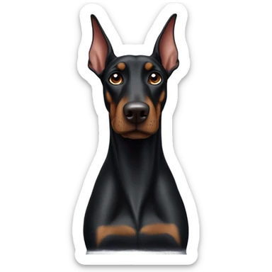 Black Doberman one ear cropped one ear down  sticker