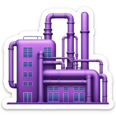 Minimalistic factory building in purple and violet tones, with only 2 pipes sticker