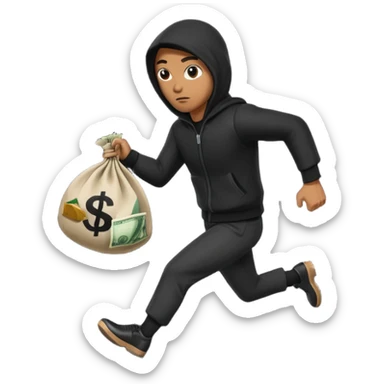 Robber running with Money bag robbery dress  sticker