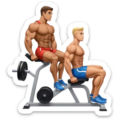 side-view bodybuilder seated weighted calf-raise machine sticker