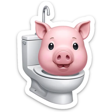 A pig face in a toilet bidet sticker