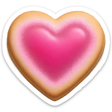 Realistic shortbread cookie in the shape of a heart with pink jelly middle filling and sprinkled powder sugar on top. sticker