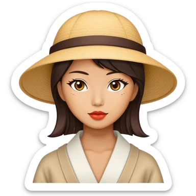 Stylish Japanese woman in trendy fashion sticker
