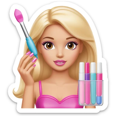 light skinned barbie with nail supplies sticker