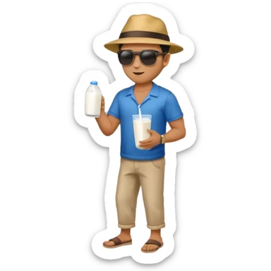man full body buying a milk sticker