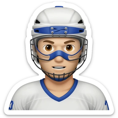 Hockey player with a mask sticker