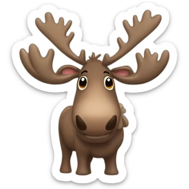 2d cute cartoon moose sticker