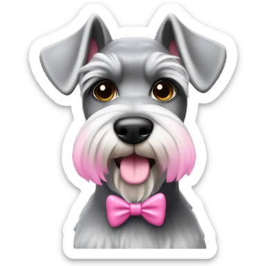 Gray  Schnauzer with pink coquette now sticker