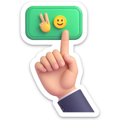 stock buy signal emoji with hand pressing a green buy button, financial context, no text sticker