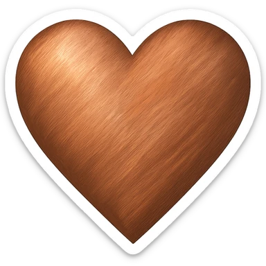 heart with a brushed copper finish, digital illustration, no background sticker