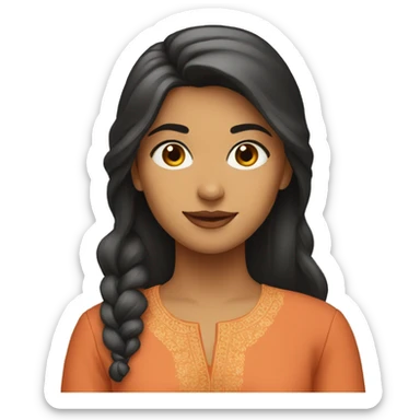 A girl wearing a kurti having big sticker