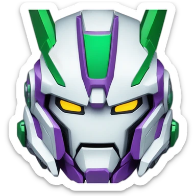 purple and green freedom gundam mecha face sticker