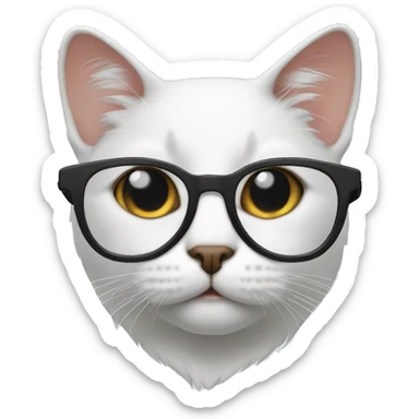 Cat wearing a white glasses sticker