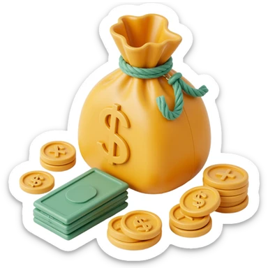 3d skeumorphic money bag sticker