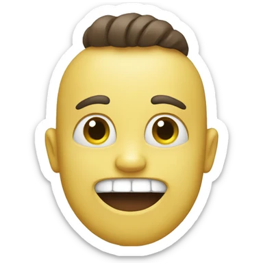 Smiling emoji with yellow bone in mouth  sticker