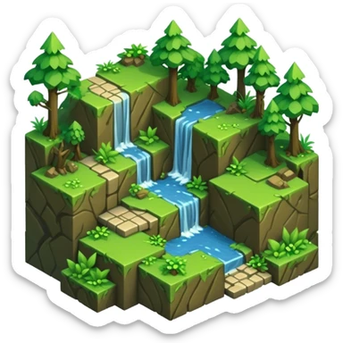 StarCraft-inspired, isometric RTS rugged terrain tile forest sticker